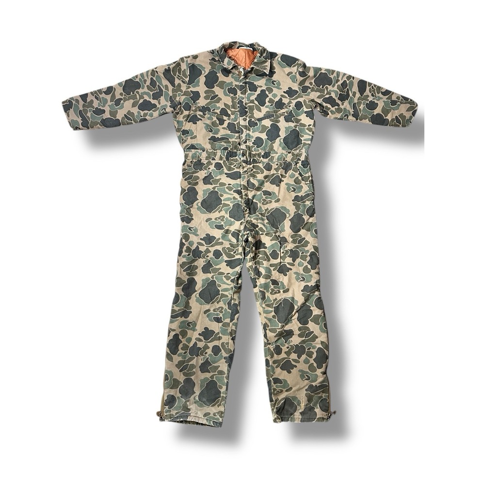 Vintage Key Imperial Insulated Coveralls Large Reg Hunting Brown‎ Duck Camo